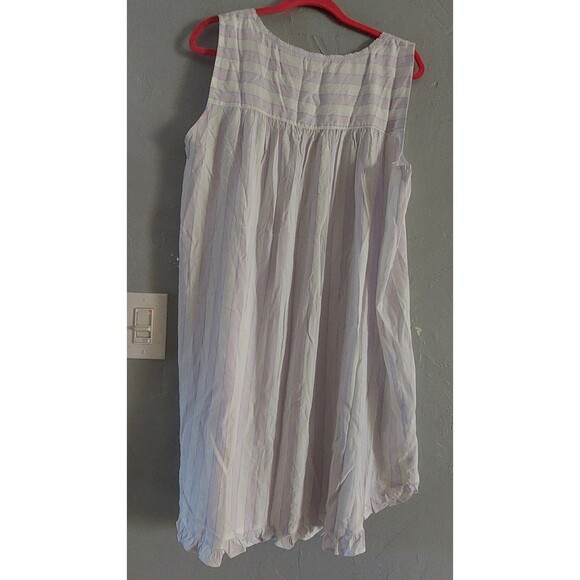 eileen west women's nightgown Chemise, Striped, Lace,heart Neck, Button, Size L, - Picture 4 of 7